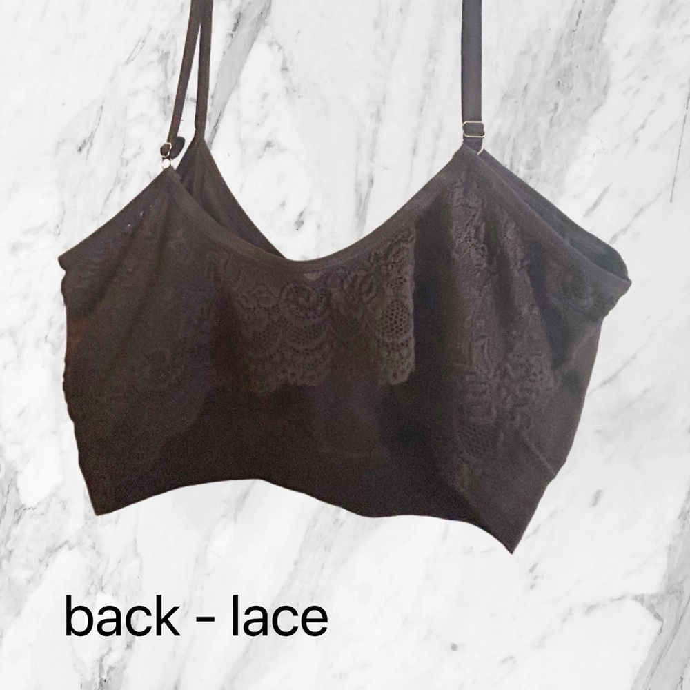 🇺🇸🆕NWOT TAHARI | XL | Black Seemless Bralette Lace back V-Neck - Picture 6 of 16